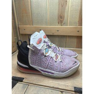 US9.5 NIKE Lebron 18 Graffiti Purple Sneaker Shoes CQ9283-900 Mens Defect on Ton